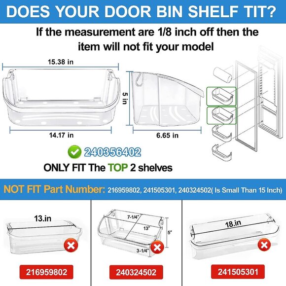 for Frigidaire Refrigerator Door Bin | Top Shelf Upgrade | Replaces 240356402 - Picture 2 of 8
